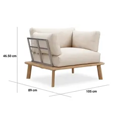 Amsterdam Acacia Wood 5-Seater Outdoor Sofa Set W/Cushions (225 x 80 x 65 cm)